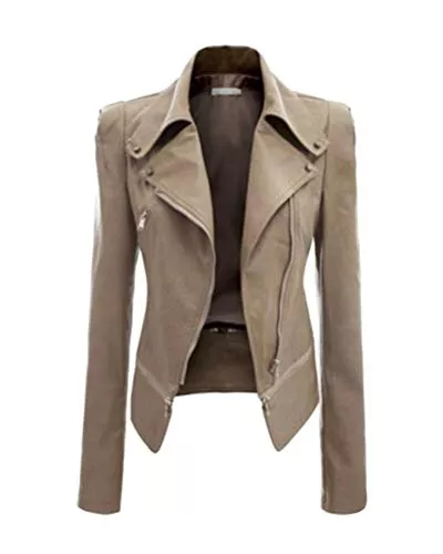 Onsoyours Jacken Onsoyours Damen Jacke mit Reißverschluss Motorradjacke Bikerjacke Kapuzenjacke Übergangsjacke Ladies lässige Fell Top Coat kurz Jacke