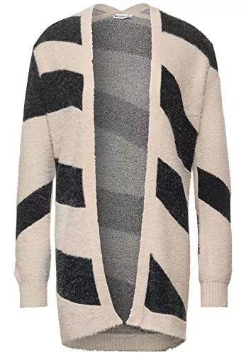 Street One Strickjacken Street One Damen Cosy Cardigan mit Federgarn Almond Cream 42