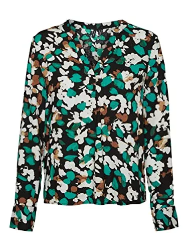 VERO MODA Langarmblusen VERO MODA VMKARLA MDOT LS V-Neck TOP WVN Pepper Green/Karla