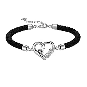 Bellrela Schmuck Bellrela Damen Armbänder Silber 925 Hundepfotenabdruck Unendlichkeit Herz Seil Armkette für Frauen