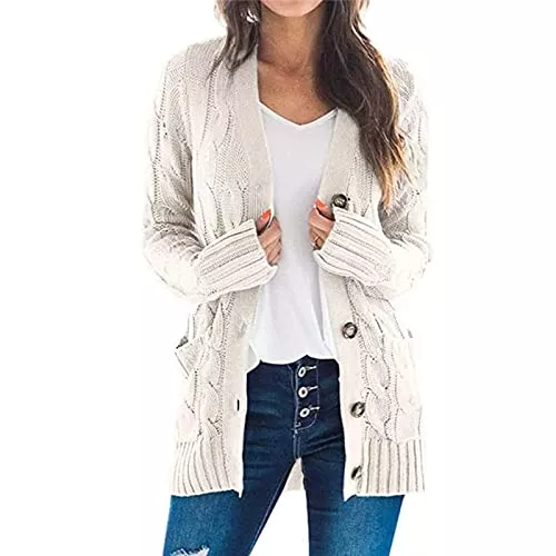 Cloudsemi Strickjacken Cloudsemi Strickjacke Damen Strickmantel Lang Cardigan Sweater Cardigan mit Knopfleiste und Taschen