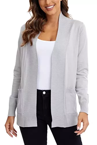 EXCHIC Strickjacken EXCHIC Damen Lange Ärmel Gestrickt Strickjacke Leicht Gemütlich Offene Vorderseite Lange Freizeitjacke mit Taschen