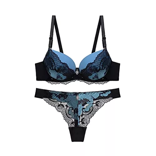 Generic Unterwäsche & Dessous Frauen BH Set Push Up Sexy Spitze Unterwäsche BH Transparent String Plus Size ABC Cup BH und Höschen Set (Farbe: White-Dinosaur Doodle4, Größe: 80C)