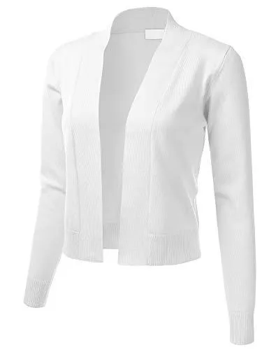 FLORIA Strickjacken Damen Bolero Cropped Open Front Bolero Shrug Long Sleeve Knit Cardigan (S-XL)