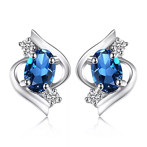 JewelryPalace Schmuck JewelryPalace Ovalschliff 1.1ct Echt London Blau Topas Ohrstecker Silber 925 Damen, Blautopas Ohrringe Silber Edelstein Mädchen, Ohrstecker Silber Klein mit Stein Frauen Geschenk Rosegold Gold