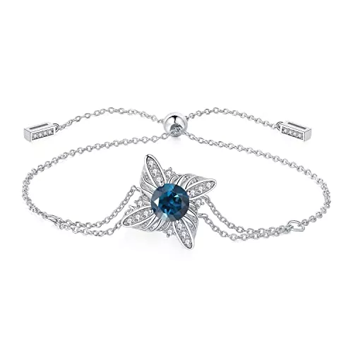 JewelryPalace Schmuck Jewelrypalace Windmühle Rundschliff 2.3ct Echt London Blau Topas Armband Damen Silber 925, Armreif mit Blautopas Naturstein Schmuck Set, Armbänder Mädchen Verstellbar Armreifen für Frauen Geschenk