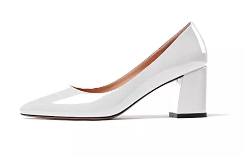 Mettesally High Heels Mettesally Damen Spitze Zehen Pumps Mittel Blockabsatz Ohne Verschluss Kleid Pumpe Schuhe