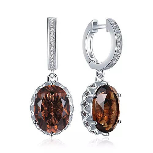 JewelryPalace Schmuck JewelryPalace Ovalschliff 7.2ct Echt Rauchquarz Ohrhänger Silber 925 Damen, Braun Schmuck Set, Ohrringe Silber Edelstein Mädchen, Creolen Silber Modeschmuck mit Stein Frauen Geschenke Rosegold Gold