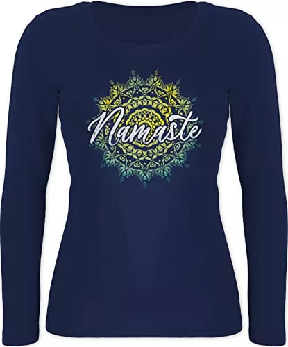 Shirtracer Langarmshirts Shirtracer - Langarmshirt Damen Langarm Shirt - Yoga und Wellness Geschenk - Namaste Vintage