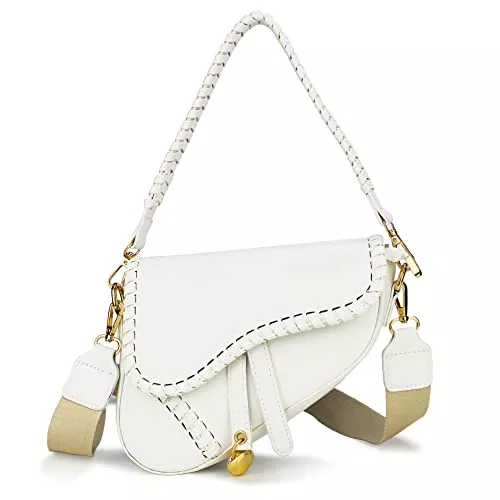 Right 20 Taschen & Rucksäcke Right 20 Vintage Satteltasche für Damen Damen Handtasche Klein mit 2 Schultergurte Schultertasche Damen PU Leder Umhängetasche Frau Handtasche Geldbörse Messenger Bag