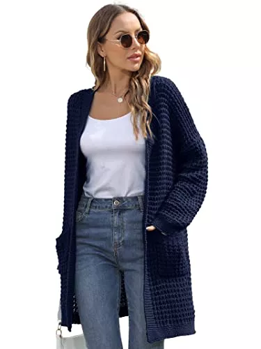 JUOIANTANG Strickjacken JUOIANTANG Damen Warme Strickjacke Gestrickte Lange Cardigan Grobstrick S-XXL