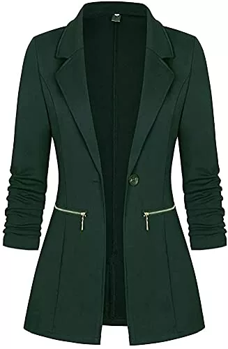 Minetom Blazer Minetom Damen Elegant Langarm Blazer Sakko Knopf Slim Fit Revers Geschäft Business Büro Jacke Reißverschluss Mantel Anzüge Bolero