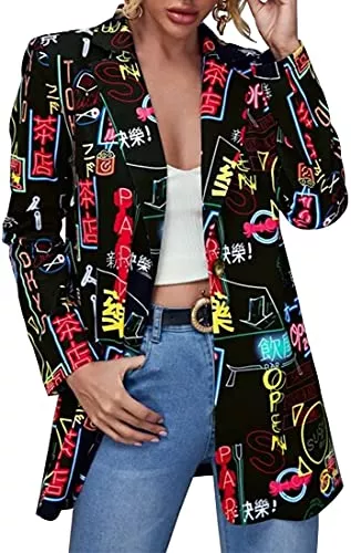 EUDOLAH Blazer EUDOLAH Damen Casual Blazer Seitentaschen Langarm Gekerbtes Revers Suits Jackes Streetwear Arbeit Büro