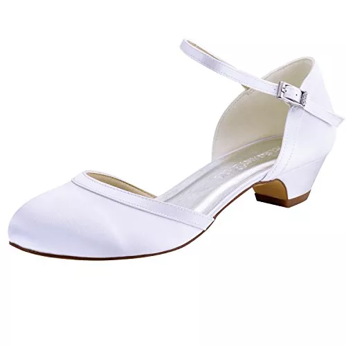 Elegantpark Sneaker & Sportschuhe Elegantpark HC1621 Runde Zehen Schnalle Hoch Absatz Pumps Satin Tanzschuhe Damen Brautschuhe