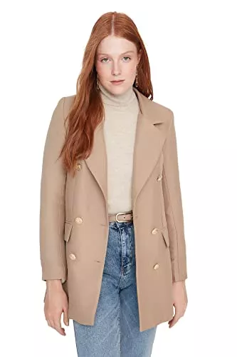 TRENDYOL Blazer TRENDYOL Damen Regular Zweireihig Plain Webstoff Jacken &amp; Westen Coat