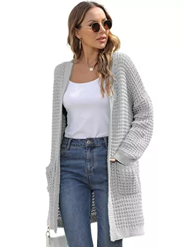 JUOIANTANG Strickjacken JUOIANTANG Damen Warme Strickjacke Gestrickte Lange Cardigan Grobstrick S-XXL