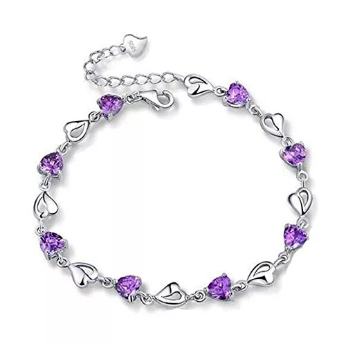 hongjianyyyyds Schmuck Damenarmband, Herzarmband, Saphirarmband, Diamant-Zirkon-Armband