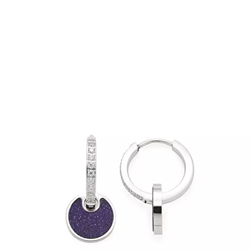 Leonardo Jewels Schmuck Leonardo Loreto Ohrringe aus Edelstahl 1 Stück, silberfarbene Klapp-Creolen mit Blaufluss-Anhänger, Zirkonia-besetzte Creolen, Damenschmuck, 022157