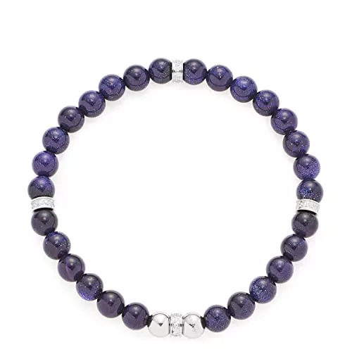 Leonardo Jewels Schmuck JEWELS BY LEONARDO Loreto Armband aus Edelstahl 1 Stück, elastisches Blaufluss-Perlenarmband mit zirkoniabesetzten Rondellen blau silber, Damenschmuck, 022156