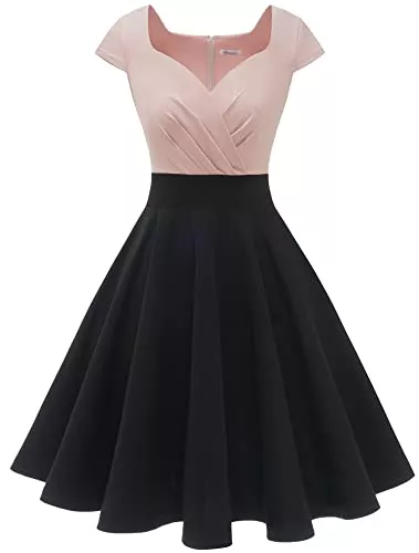 Vanansa Cocktail Vanansa Cocktailkleid Damen für Hochzeit Party Abendkleider Elegant Ballkleid Knielang 60er Jahre Kleider