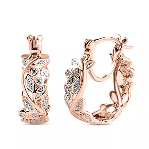 SHOP LC Schmuck SHOP LC Damen-Ohrringe mit Blattdesign 14 Karat vergoldet, rosévergoldet, platiniert Diamant 925er Sterlingsilber Damenohrringe, Sterlingsilber