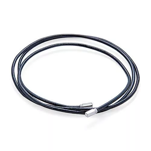 Bling Jewelry Schmuck Bling Jewelry Einfache Starke Glatte Echte Schwarze Leder Schnur Seil Lariat 925 Sterling Silber Tipps Halskette Für Frauen Für Männer 27 Zoll