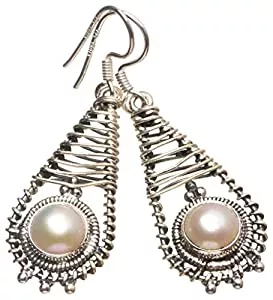 STARGEMS Schmuck StarGems 925er Sterling Silber River Pearl Einzigartig Handgefertigt Ohrringe 4,45cm River Beige T4645