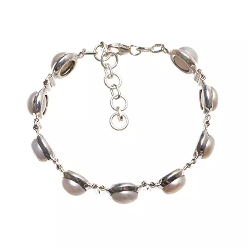 STARGEMS Uhren StarGems 925er Sterling Silber River Pearl Einzigartig Handgefertigt Armbänder 19,05cm River Beige W0260