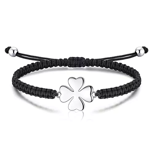 Jrêveinfini Schmuck Jrêveinfini Kleeblatt Armband Damen Mädchen Teenager Kinder Silber 925, Mutter Tochter Kleeblatt Glücksbringer Armband Prüfung Schmuck Kommunion Konfirmation Frauen Stoff Geschenke Weihnachten