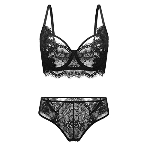 seryero Unterwäsche & Dessous seryero Push Up Bügel BH und Slip Set Spitze Unterwäsche Frauen Dessous Set Spitzen BH und Spitze Panty Lingerie Set 2er Stück