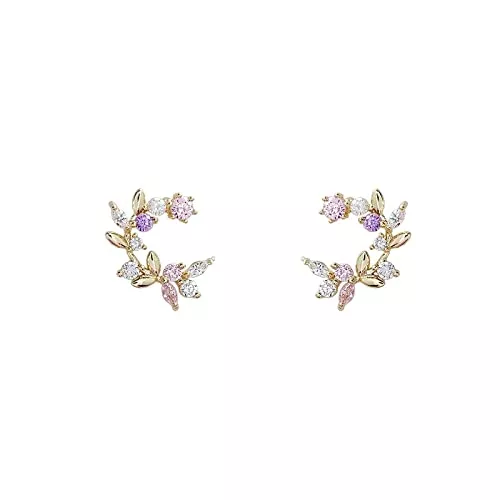 liulishop Schmuck liulishop Damen Ohrringe Zirkon Geometrische Bolzen Ohrringe Frauen Mode 925 Silber Nadel Metall Blume Ohrringe Partei Schmuck Mode Ohrringe