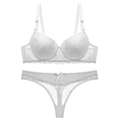 Generic Unterwäsche & Dessous Tangas Damen BH Set Spitze Push Up Dessous Set Plus Größe C D Cup Unterwäsche Set