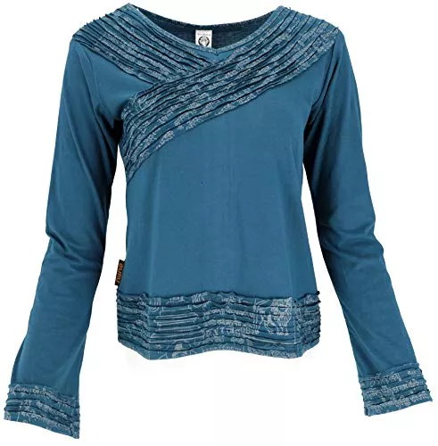 GURU SHOP Langarmblusen GURU SHOP Langarmshirt -chic, Mantra Shirt, Damen, Baumwolle, Pullover, Longsleeves &amp; Sweatshirts Alternative Bekleidung