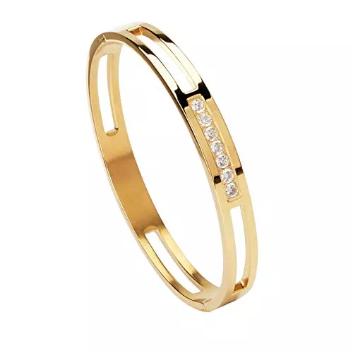 MILAKOO Schmuck Milakoo 6 / 8mm Gold / Silber Farbe Armreif hohl Edelstahl mit Strass Armbänder