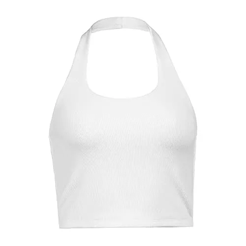 KOEMCY Tops KOEMCY Crop Tops Damen Crop Tank Tops Neckholder Ärmellose Top Bauchfreie Crop Tops Sexy Camisole Tank Top Casual Unterhemd