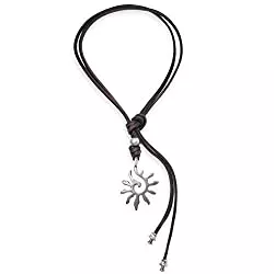 Beau Soleil Jewelry Schmuck Beau Soleil Jewelry Lederkette Halskette Lederband-Kette mit Anhänger Sonnen Symbol Lederschmuck