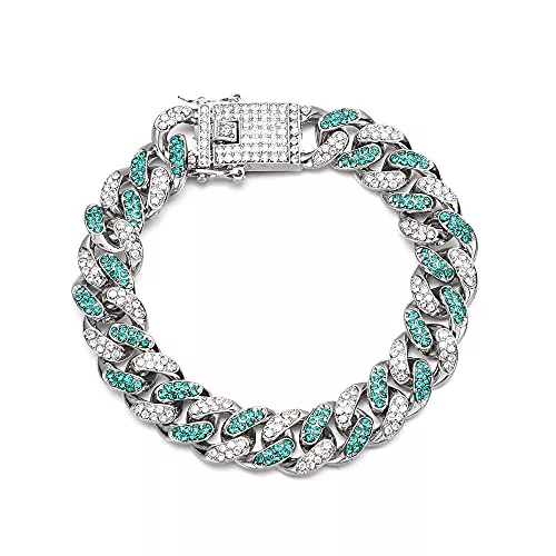 AMICE Schmuck Damen- und Herren-Armband mit Diamanten, kubanisches Armband, Hip-Hop-eingelegter Strass.