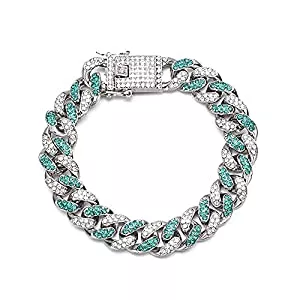 AMICE Schmuck Damen- und Herren-Armband mit Diamanten, kubanisches Armband, Hip-Hop-eingelegter Strass.
