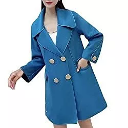 Yowablo Mäntel Yowablo Damen Mantel Coat Karierte Knopfjacke Wollmantel mit Tasche Kapuze