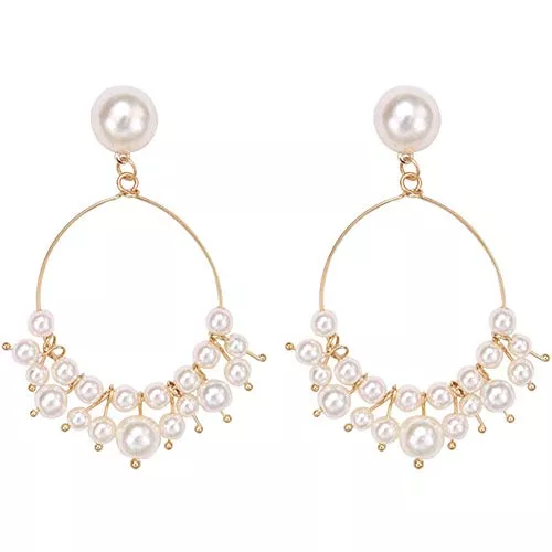 Fablcrew Schmuck Fablcrew Perle süße geometrische runde Ohrringe Size 6.7 * 2.5cm