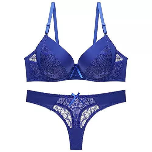 Generic Unterwäsche & Dessous Damen-BH-Sets, Spitze, Push-Up-Unterwäsche, Tanga-Set, Transparentes String-Dessous-Set, BH Und Höschen