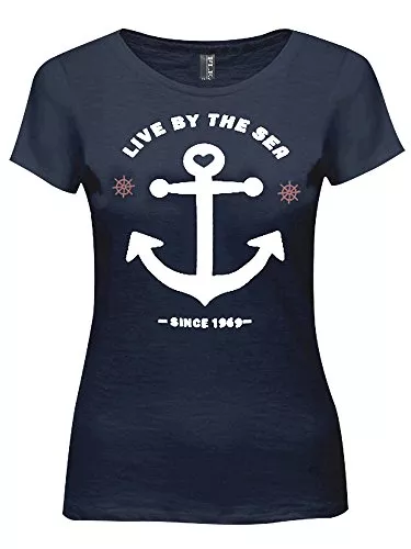 FLEASEE T-Shirts FLEASEE Damen T-Shirt Kurzarmshirt Freizeit Anker Druken Oberteile Frauen Tops Ladies Sommer Tee