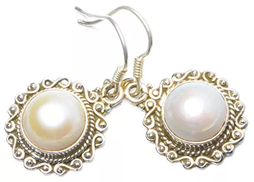 STARGEMS Schmuck StarGems 925er Sterling Silber River Pearl Einzigartig Handgefertigt Ohrringe 3,18cm River Beige Y0646