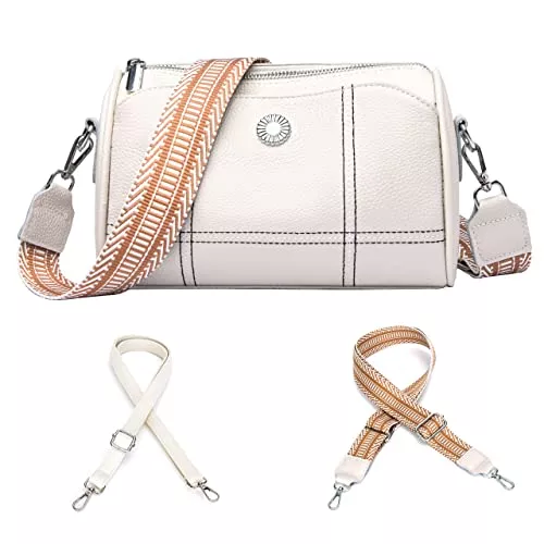 YISUOHOOM Taschen & Rucksäcke YISUOHOOM Leder Crossbody Bag Damen Umhängetasche Klein Handtasche Moderne Taschen Mit Breitem Schultergurt Schwarz Bags for Women ，Mit 2 austauschbaren Schultergurten