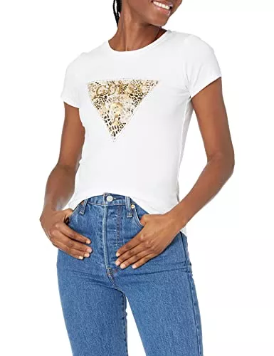 GUESS T-Shirts Guess Damen T-Shirt D PURWHITE W1BI52KA0Q0G011.XS SS Ghost Leopard Logo T-Shirt PURWHITE XS Wahl=P