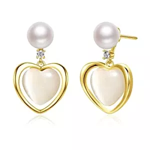 Zevmi Schmuck Opal Herz Tropfen Baum Süßwasser Perlen Bolzen Ohrringe für Frauen Schmucksache Geschenk