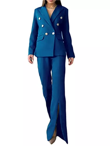 ORANDESIGNE Kostüme ORANDESIGNE Hosenanzug Damen Festlich Elegant Business Hosenanzüge 2 Teiler Abendrobe Outfit Set Langarm Anzugjacke und Anzughosen Zweiteilig Büro Slimfit Formal Modern Festlicher Winter Anzug