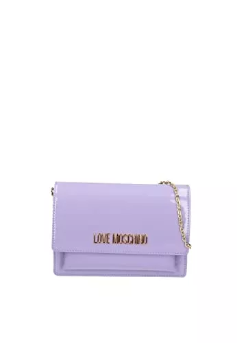Love Moschino Taschen & Rucksäcke Love Moschino Damen Handtaschen Lila Umhängetasche glänzend mit Logo Schriftzug plattiert
