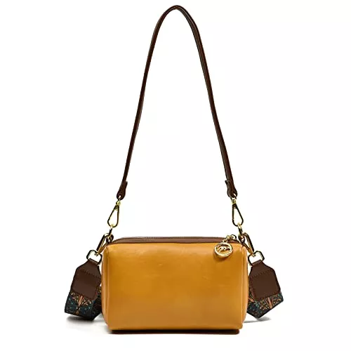YISUOHOOM Taschen & Rucksäcke YISUOHOOM Crossbody Bag Damen breiter Gurt Leder umhängetasche Damen klein Mode Karabiner Schultergurt Einstellbar und abnehmbar