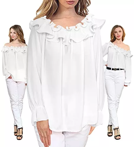 INVIMORE Langarmblusen Bluse Damen Elegant Langarmshirt Longshirt Tops Blusen & Tuniken für Damen Einheitsgröße Oversize Shirt Longsleeve Y2k Party Office Outfit